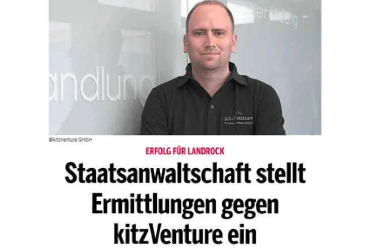 Staatsanwaltschaft stellt Ermittlungen gegen kitzVenture ein